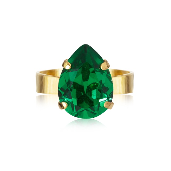 Caroline Svedbom Gold Mini Drop Ring - Majestic Green